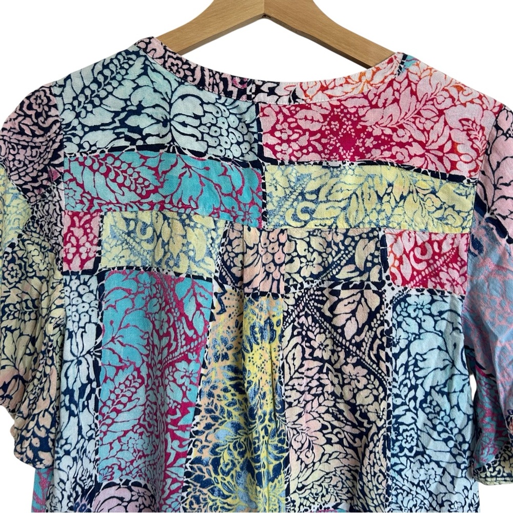 Chico’s Multi Colored Patchwork Short Bell sleeve… - image 6